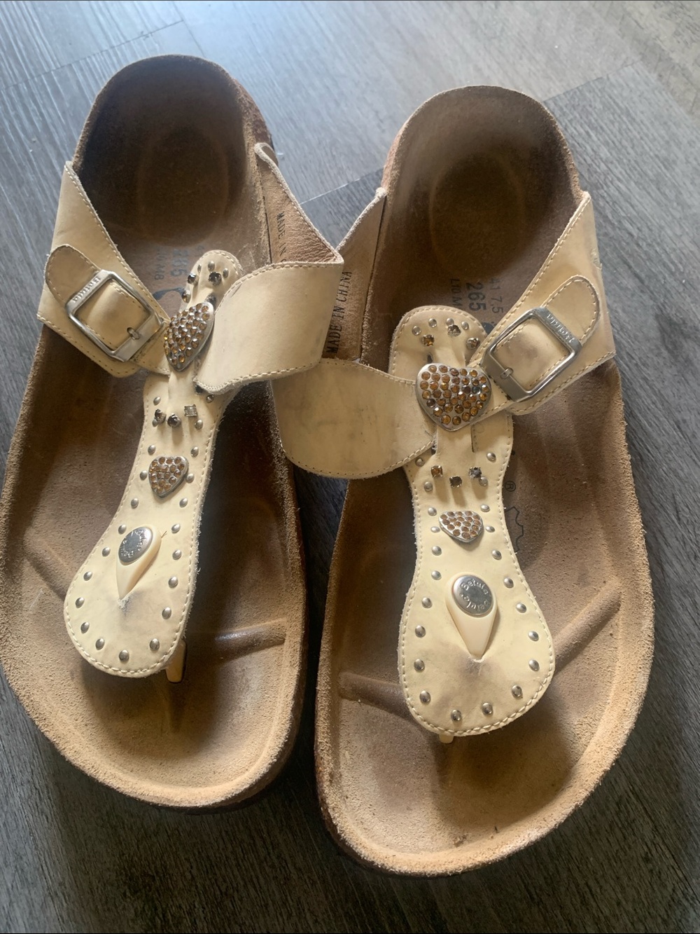BETULA   Women’s Beige Embellished T-Strap Sandals